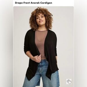 NWT Torrid Hacci Drape Front Anorak Cardigan - Deep Black 2x